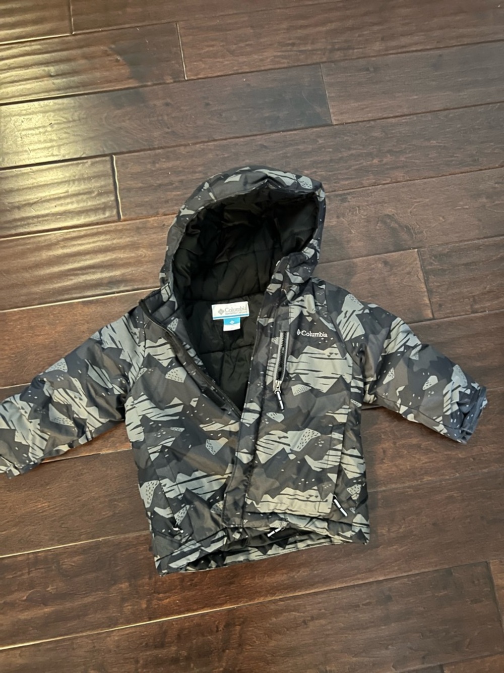 Columbia Black Puffer Jacket with Blue Label